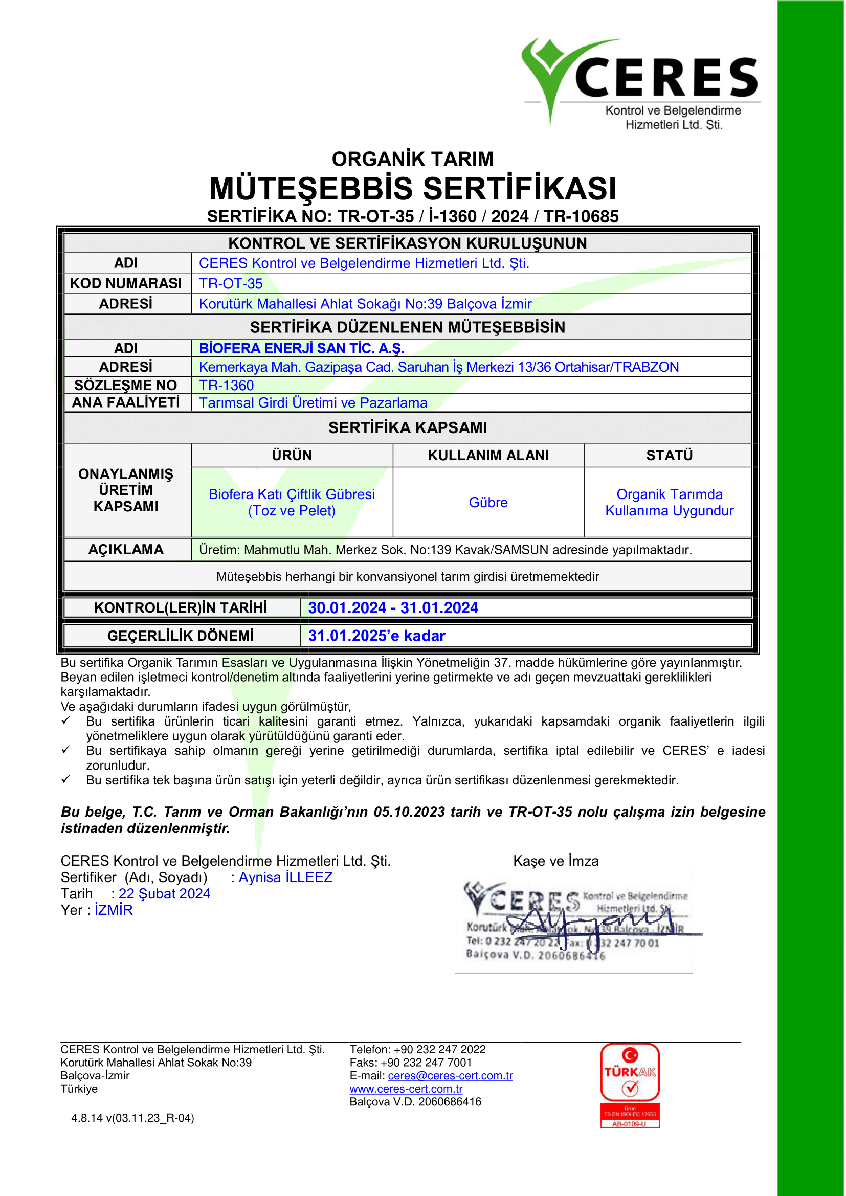 Biofera 2.5 KG Organik Gübre